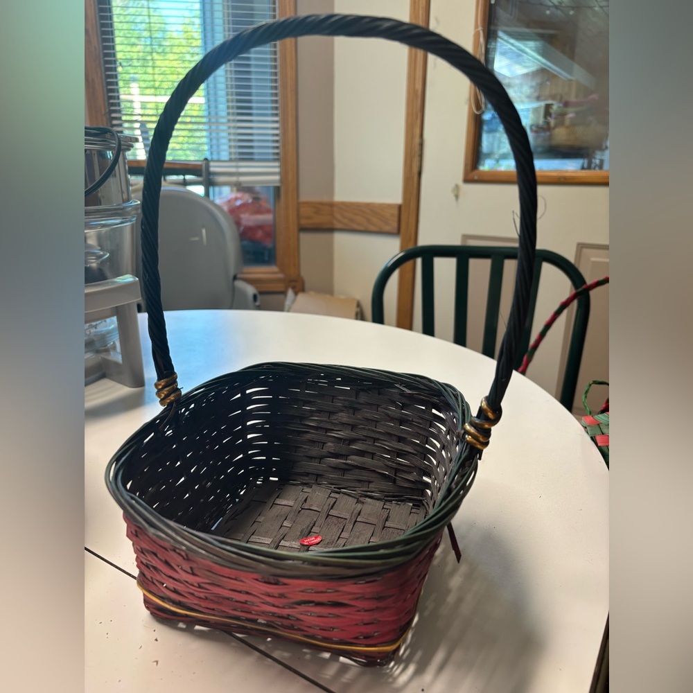 RED AND GREEN WOVEN BASKET